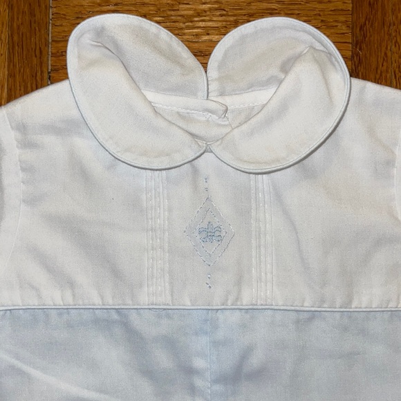 Petit Ami blue and white one Piece fleur-de-lis embroidery 6 months - Picture 9 of 9